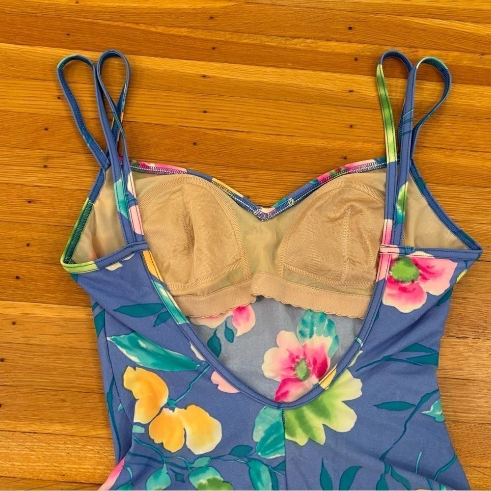 Christina Vintage Blue Floral Tropical One Piece Bathing Suit - Picture 4 of 6